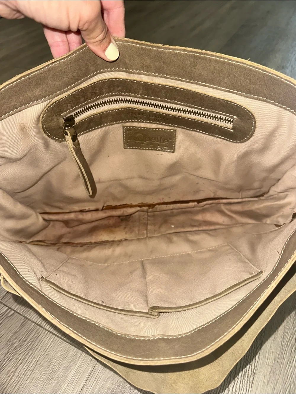 Topelle Distressed Olive Green Leather Satchel Briefcase Laptop Bag